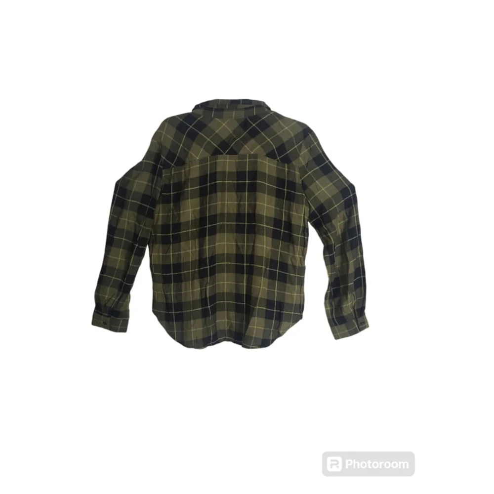 Women Zara Basic Shirt Green Black Plaid L